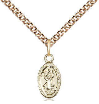 14kt Gold Saint Christopher Medal Engraved Catholic Saint Jewelry