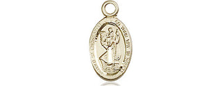 14kt Gold Saint Christopher Medal Engraved Catholic Saint Jewelry