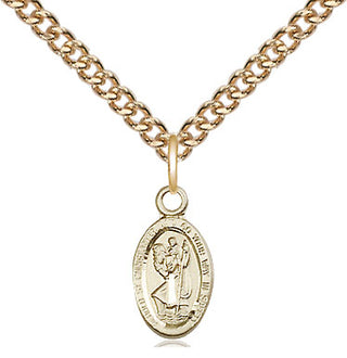 14kt Gold Saint Christopher Medal Engraved Catholic Saint Jewelry