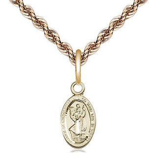 14kt Gold Saint Christopher Medal Engraved Catholic Saint Jewelry