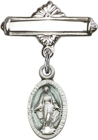 Sterling Silver Polished Badge Pin Miraculous Baby Badge