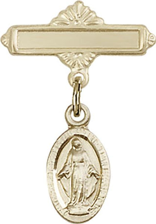14kt Gold Filled Polished Badge Pin Miraculous Baby Badge