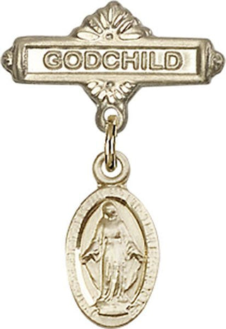 14kt Gold Godchild Miraculous Baby Badge