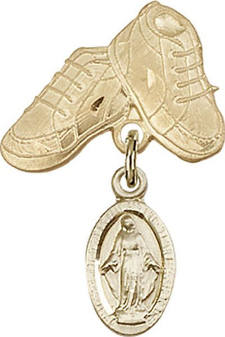 14kt Gold Baby Boots Miraculous Baby Badge