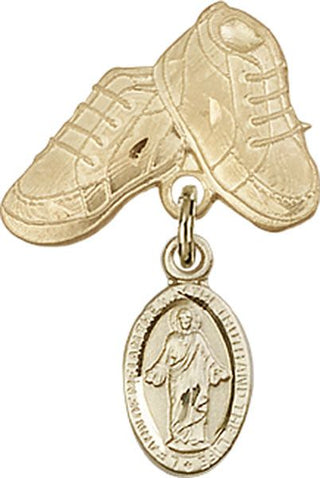 14kt Gold Baby Boots Scapular Baby Badge