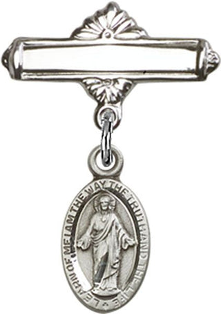 Sterling Silver Polished Badge Pin Scapular Baby Badge