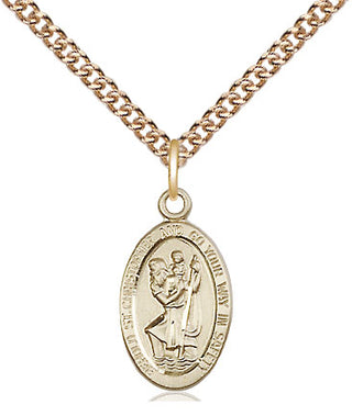 14kt Gold Filled Saint Christopher Medal Religious Jewelry Engraved Catholic Saint Jewelry