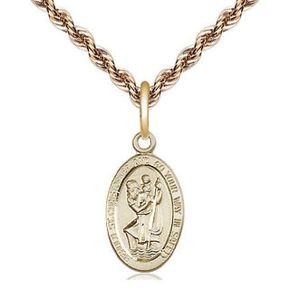 14kt Gold Filled Saint Christopher Medal Religious Jewelry Engraved Catholic Saint Jewelry