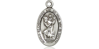 Sterling Silver Saint Christopher Medal Religious Jewelry Engraved Catholic Saint Jewelry