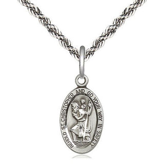 Sterling Silver Saint Christopher Medal Religious Jewelry Engraved Catholic Saint Jewelry