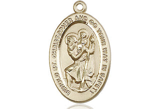 14kt Gold Filled Saint Christopher Medal Engraved Catholic Saint Jewelry