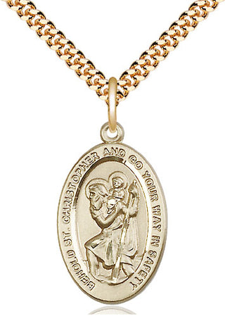 14kt Gold Filled Saint Christopher Medal Catholic Jewelry Engraved Catholic Saint Jewelry