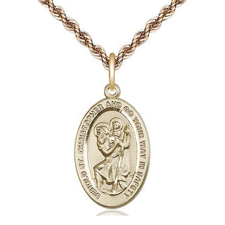 14kt Gold Filled Saint Christopher Medal Catholic Jewelry Engraved Catholic Saint Jewelry