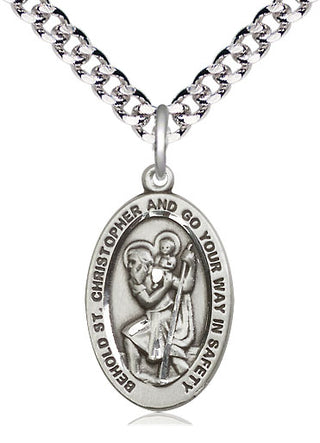 Pewter Saint Christopher Medal Catholic Jewelry Engraved Catholic Saint Jewelry