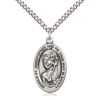 Sterling Silver Saint Christopher Medal Catholic Jewelry Engraved Catholic Saint Jewelry