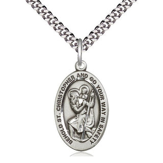 Sterling Silver Saint Christopher Medal Catholic Jewelry Engraved Catholic Saint Jewelry