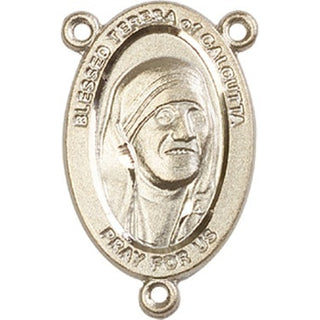 Gold Plate Saint Teresa of Calcutta Rosary Center Rosary Center Engraved Catholic Saint Jewelry