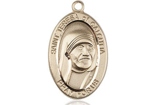 14kt Gold Filled Saint Teresa of Calcutta Medal Engraved Catholic Saint Jewelry