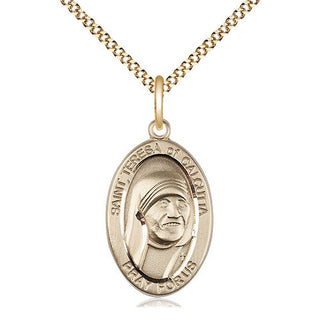 14kt Gold Filled Saint Teresa of Calcutta Medal Catholic Jewelry Engraved Catholic Saint Jewelry