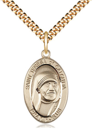 14kt Gold Filled Saint Teresa of Calcutta Medal Catholic Jewelry Engraved Catholic Saint Jewelry