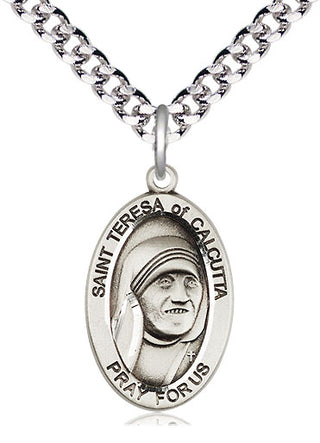 Sterling Silver Saint Teresa of Calcutta Medal Catholic Jewelry Engraved Catholic Saint Jewelry