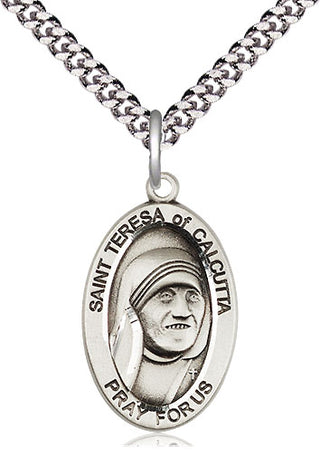 Sterling Silver Saint Teresa of Calcutta Medal Catholic Jewelry Engraved Catholic Saint Jewelry