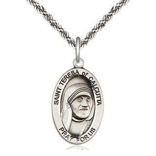 Sterling Silver Saint Teresa of Calcutta Medal Catholic Jewelry Engraved Catholic Saint Jewelry