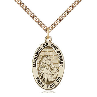 14kt Gold Filled Madonna of the Street Medal Catholic Jewelry