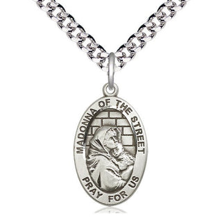 Sterling Silver Madonna of the Street Medal Catholic Jewelry