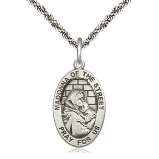 Sterling Silver Madonna of the Street Medal Catholic Jewelry