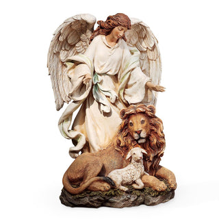 9.25-Inch Angel With Lion & Lamb Figure - Renaissance Collection