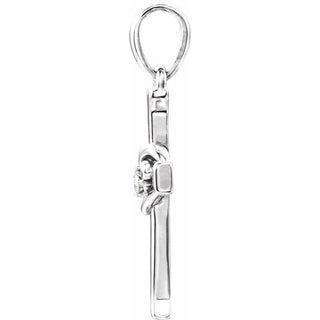 Platinum .025 CT Natural Diamond Heart & Cross Pendant