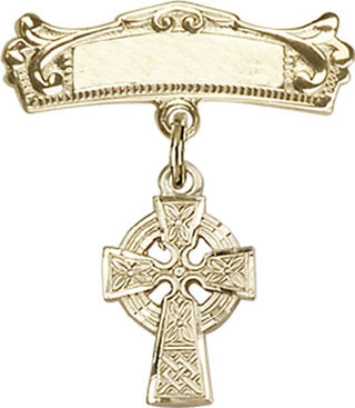 14kt Gold Badge Pin Celtic Cross Baby Badge