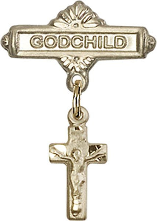 14kt Gold Godchild Crucifix Baby Badge