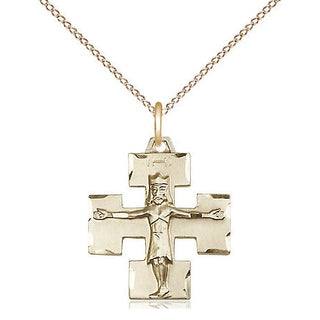 14kt Gold Filled Modern Crucifix Medal Religious Jewelry
