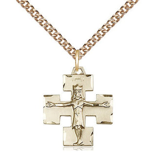 14kt Gold Filled Modern Crucifix Medal Religious Jewelry