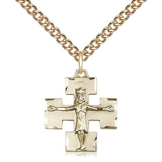 14kt Gold Filled Modern Crucifix Medal Religious Jewelry