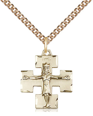 14kt Gold Modern Crucifix Medal