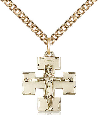 14kt Gold Modern Crucifix Medal