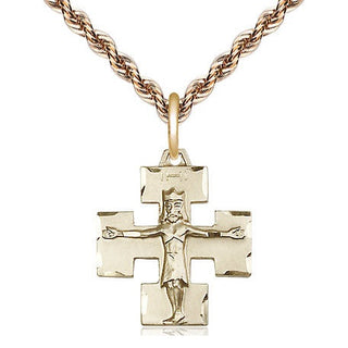 14kt Gold Modern Crucifix Medal