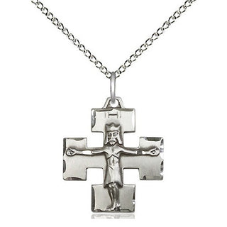Sterling Silver Modern Crucifix Medal Religious Jewelry