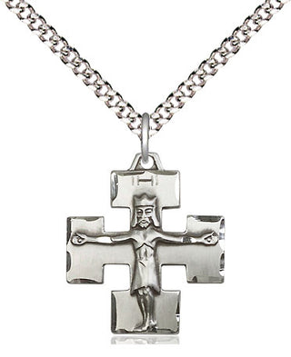 Sterling Silver Modern Crucifix Medal Religious Jewelry