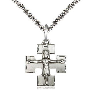Sterling Silver Modern Crucifix Medal Religious Jewelry