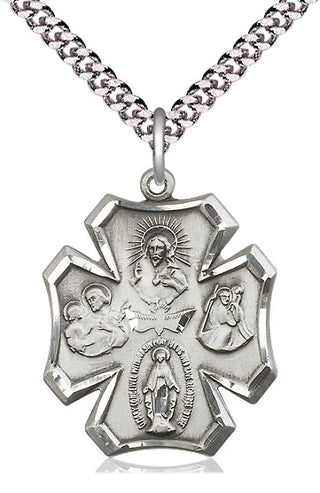 Sterling Silver 5-Way Medal Catholic Jewelry