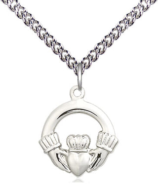 Sterling Silver Claddagh Medal Religious Jewelry