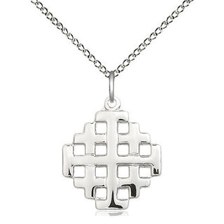 Sterling Silver Jerusalem Cross Medal Religious Jewelry
