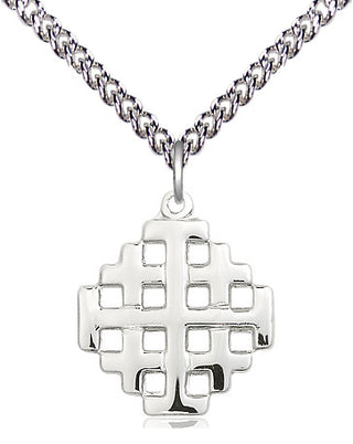 Sterling Silver Jerusalem Cross Medal Religious Jewelry