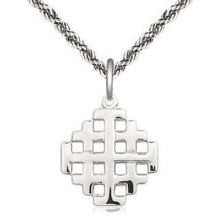 Sterling Silver Jerusalem Cross Medal Religious Jewelry