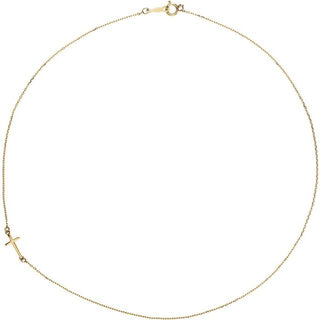 14K Yellow Off-Center Sideways Cross 16" Necklace  