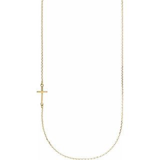 14K Yellow Off-Center Sideways Cross 16" Necklace  